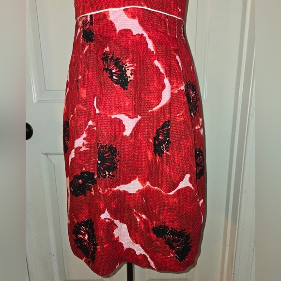 Ann Taylor 4P Red Poppies Print Cotton Midi Dress - Picture 8 of 13